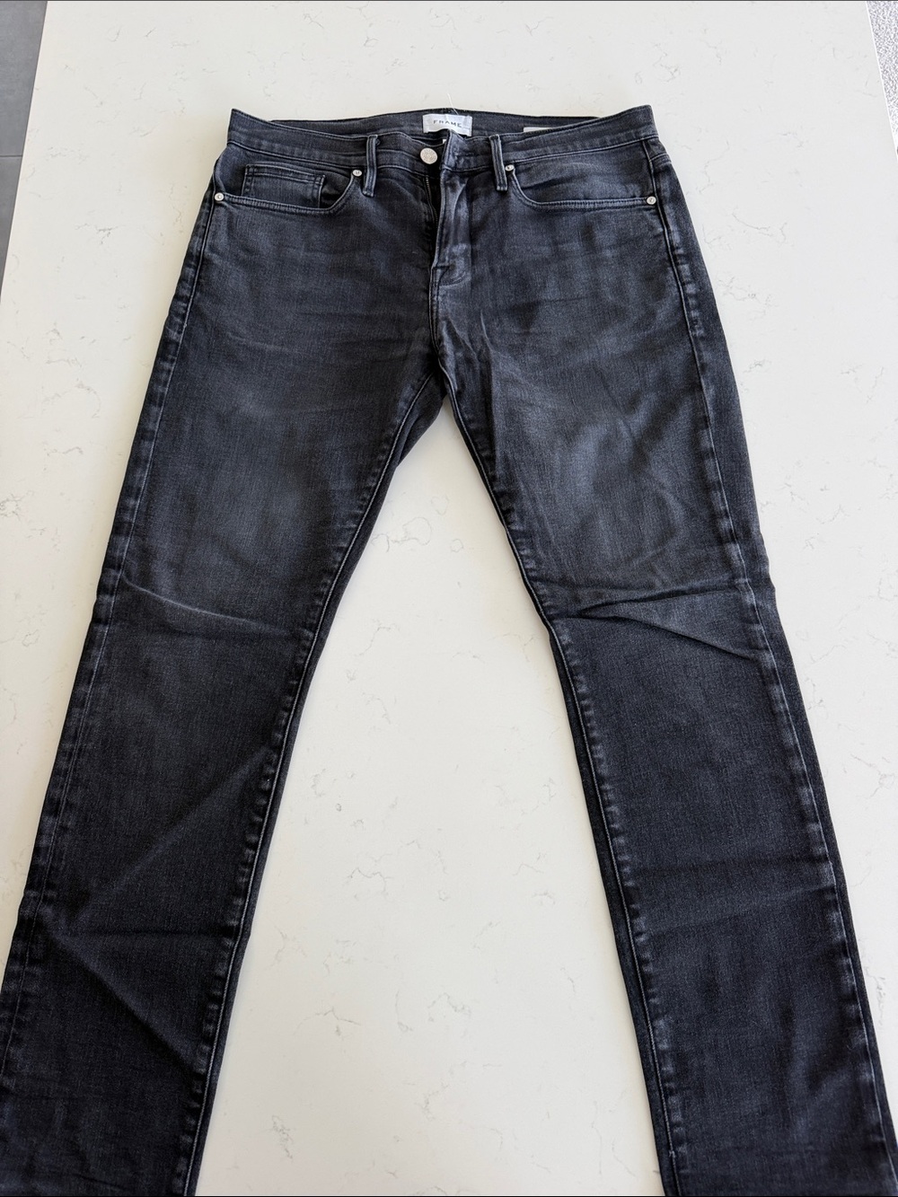 Frame Denim Men's Slim Straight Jeans in Black Wash